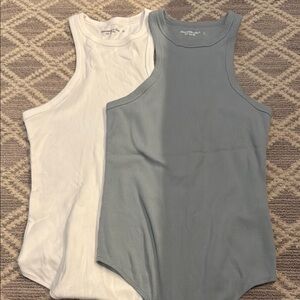 Women's White and Gray Scuba Tank Tops Bodysuits